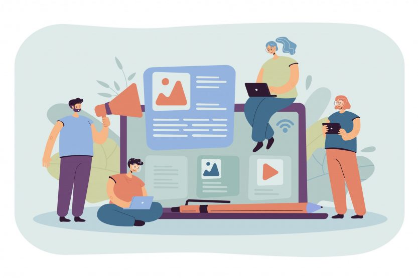 Bloggers and influencers writing articles scaled e1644399274790