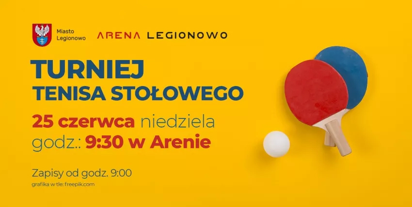 Turniej tenisa stołowego plakat promujący wydarzenie