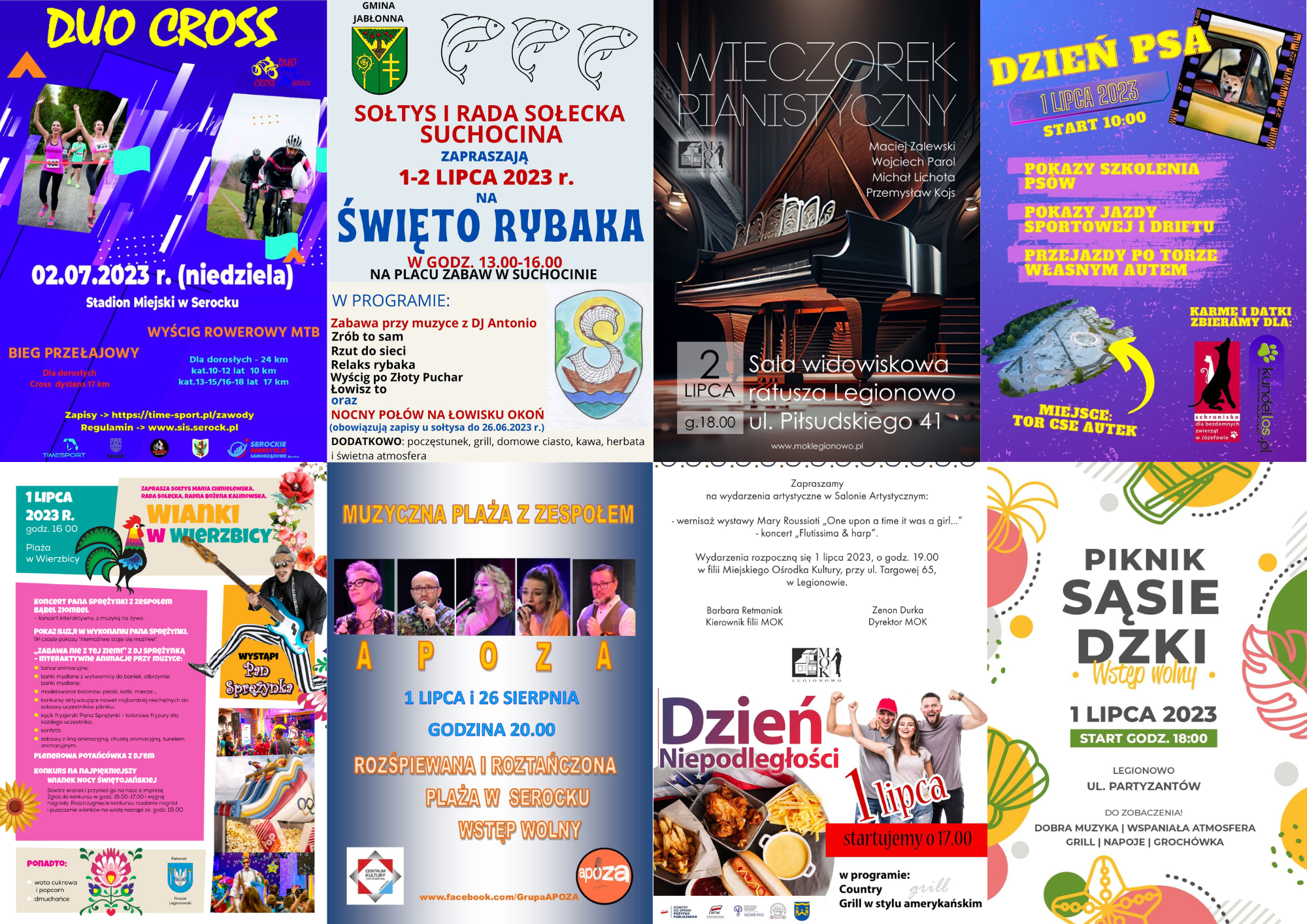 Co w weekend- plakaty promujące wydarzenia 1 lipca