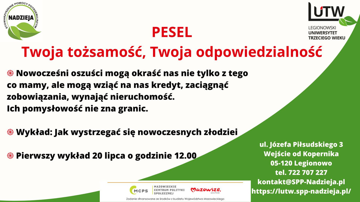 Plansza ostrzegawcza o ochronie swojego peselu