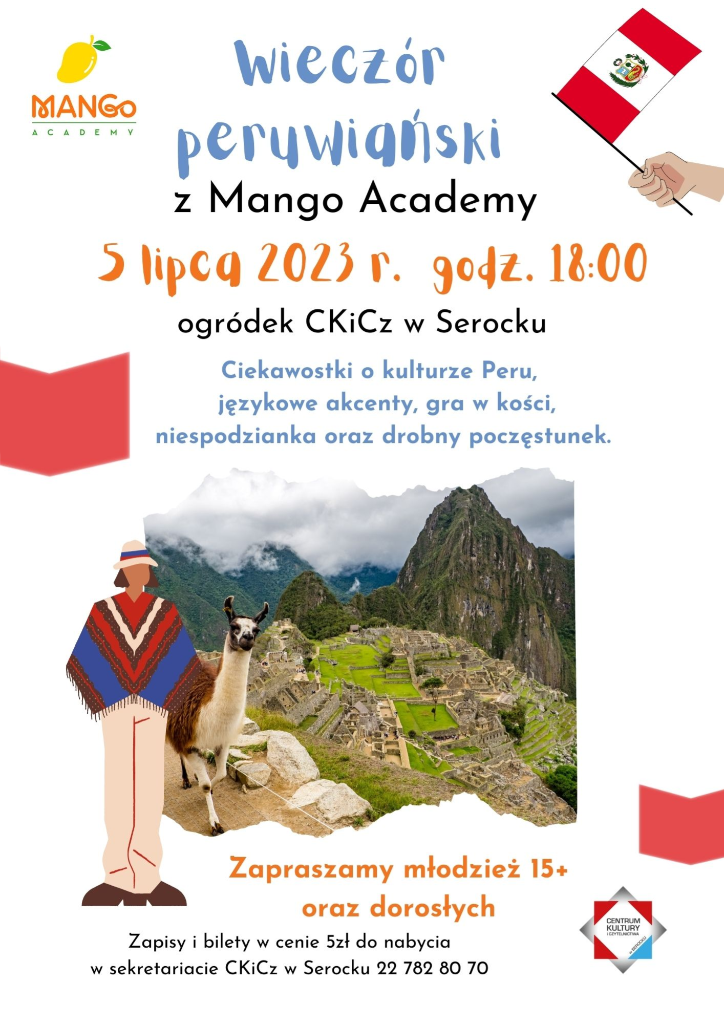 Wieczór peruwiański z Mango Academy - plakat promujący wydarzenie