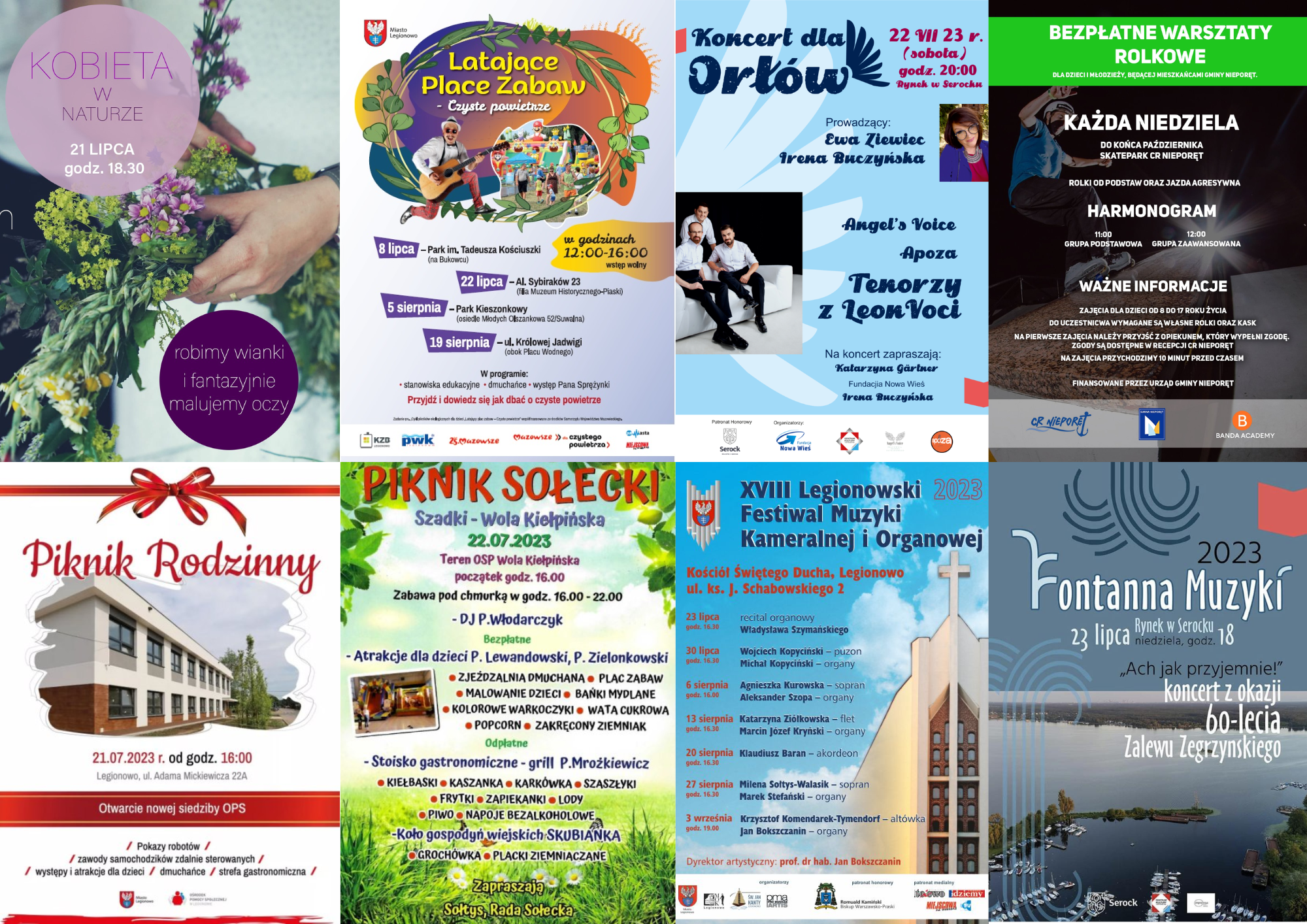 Co w weekend - plakaty promujące wydarzenie w lipcowy weekend