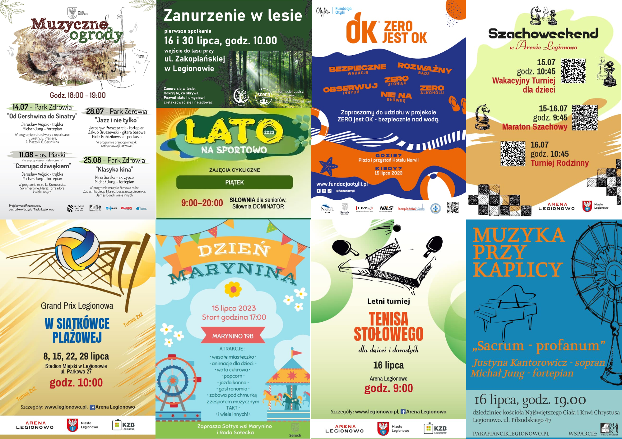 co na weekend- plakaty promujące wydarzenia w weekend lipca