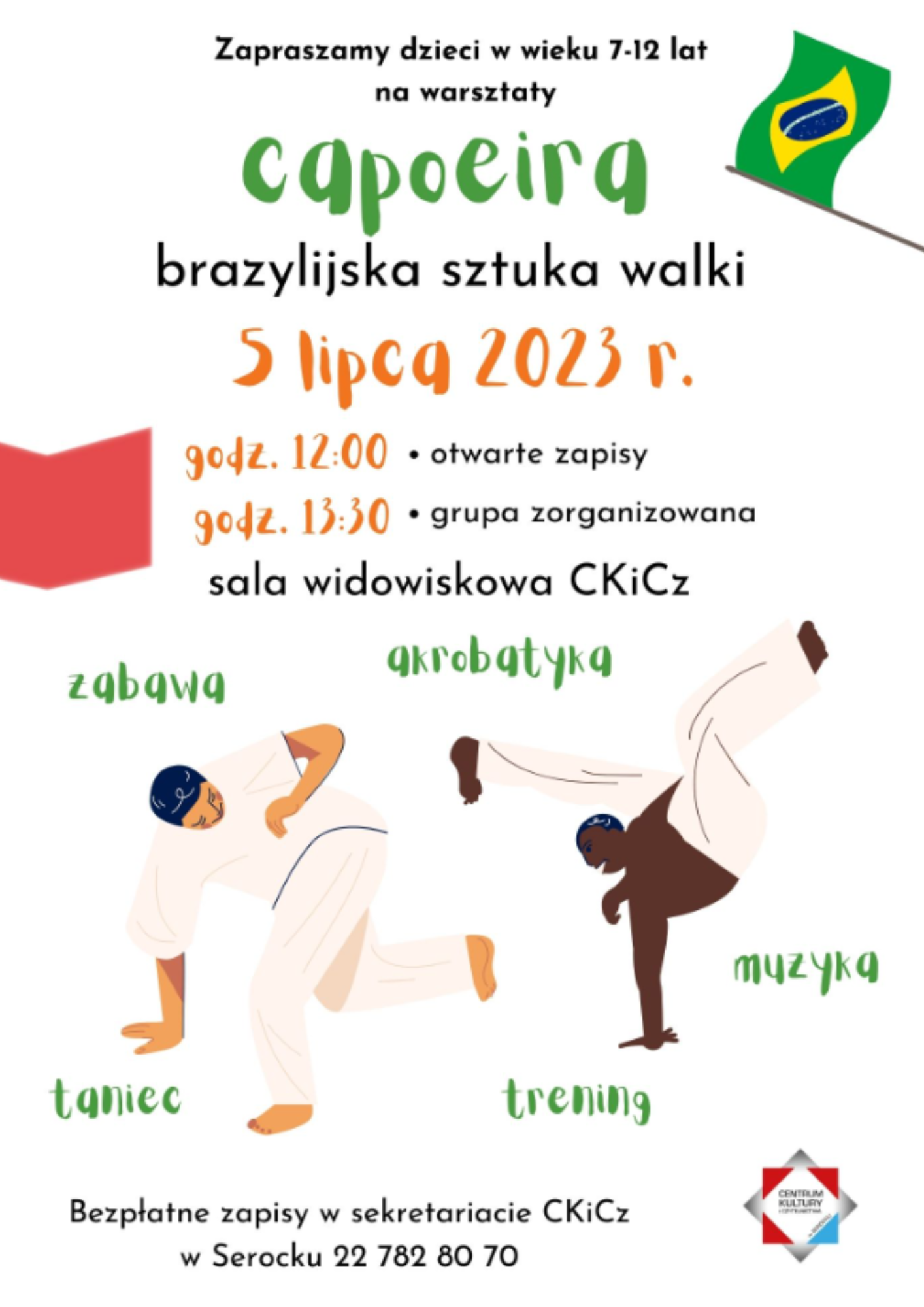 Capoeira ~ warsztaty dla dzieci - plakat promujący wydarzenie