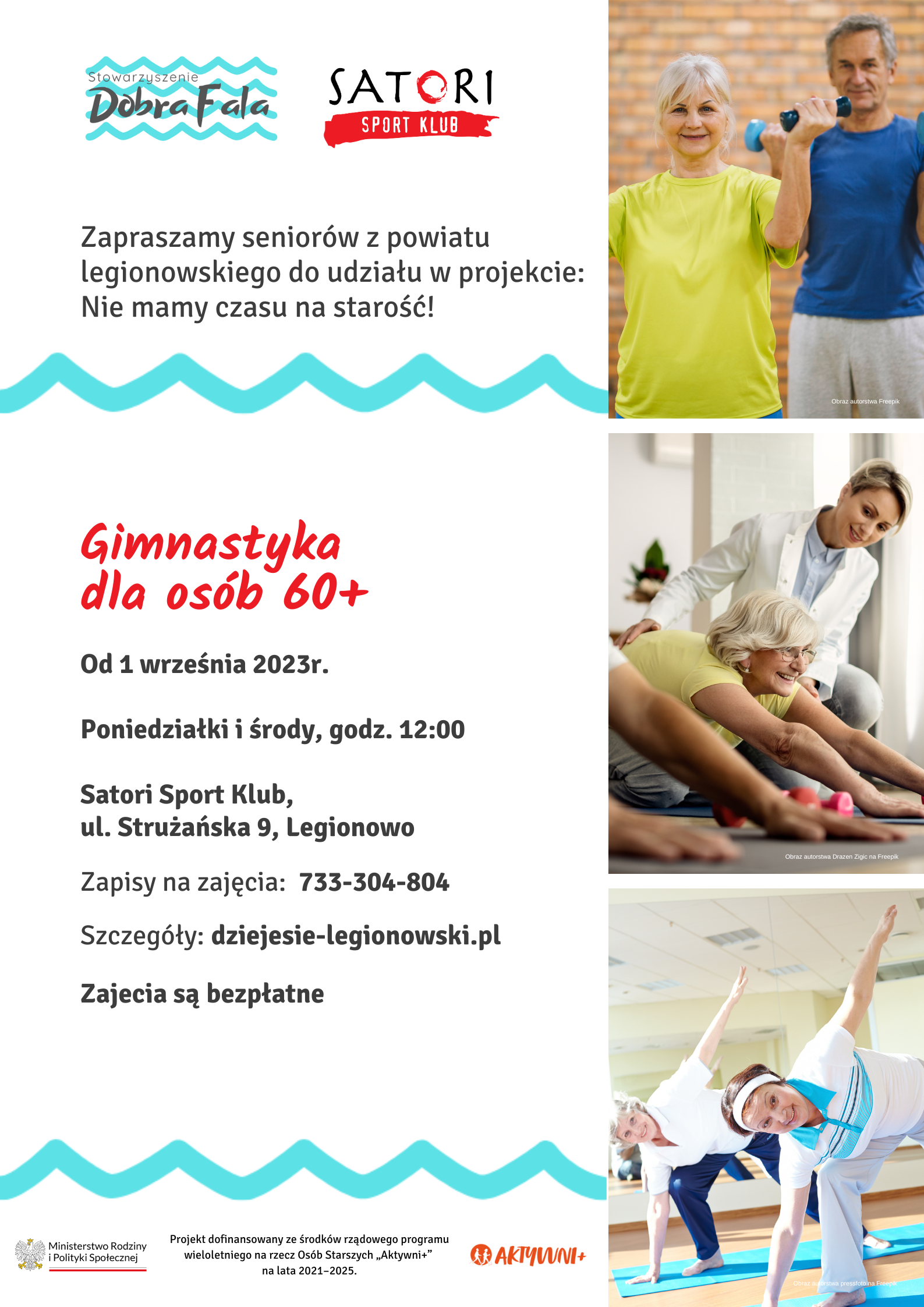 Gimnastyka dla seniorów - plakat promujący wydarzenie
