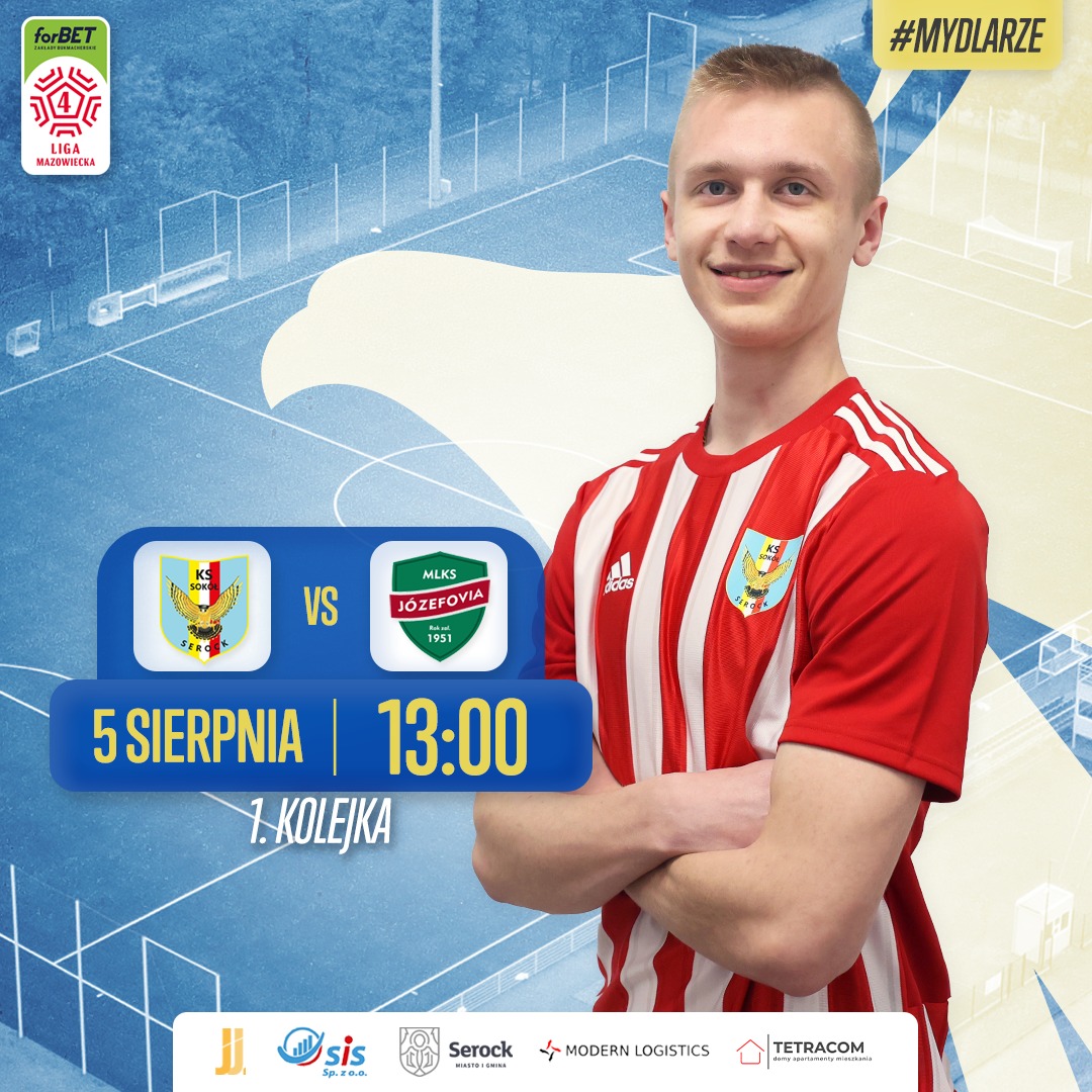Mecz Sokół Serock vs MLKS Józefovia - plakat promujący