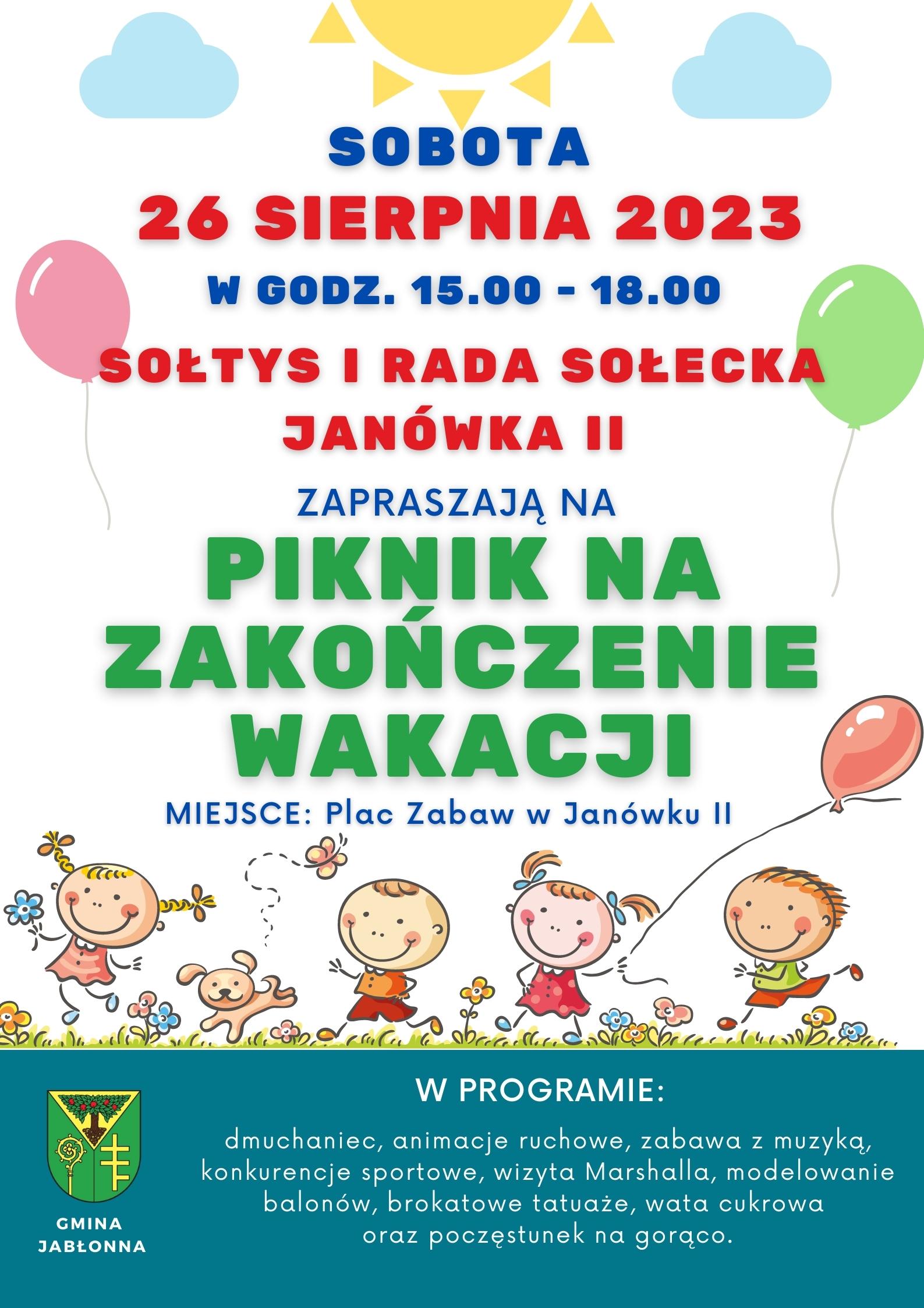 Piknik na zakończenie wakacji plakat promujący