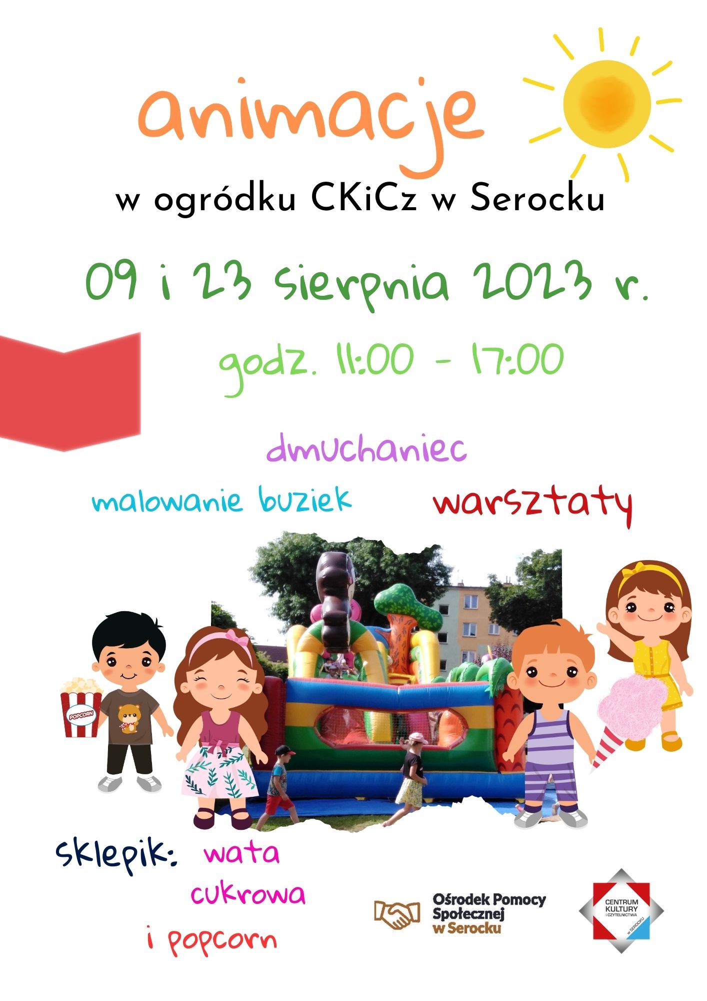 Animacje w ogródku CKiCz- plakat promujący wydarzenie
